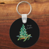 Merry Christmas Sea Turtle Xmas Tree Lights Pjs Me Schlüsselanhänger (Vorderseite)