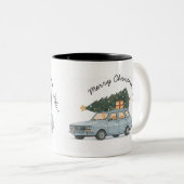 Merry Christmas Șefu’ Dacia 1300 Romanian Holiday Zweifarbige Tasse (VorderseiteRechts)