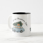 Merry Christmas Șefu’ Dacia 1300 Romanian Holiday Zweifarbige Tasse (Vorderseite Links)