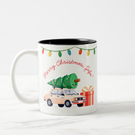 Merry Christmas Șefu’ Dacia 1300 Romanian Holiday Zweifarbige Tasse