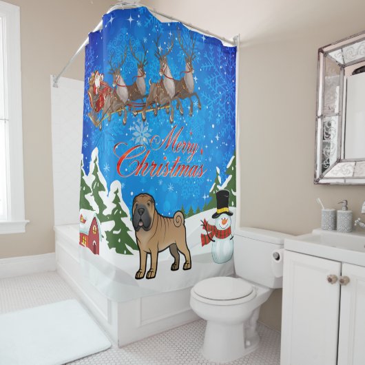 Merry Christmas Shar Pei Duschvorhang (Beispiel)