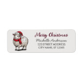 Merry Christmas Sheep Santa Return Address Label (Vorne)