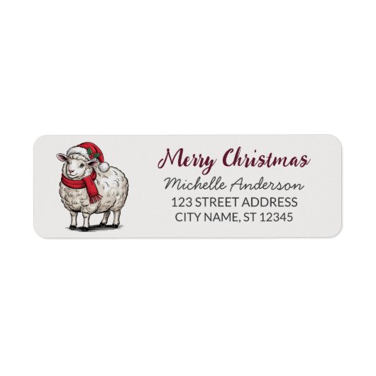 Merry Christmas Sheep Santa Return Address Label (Vorne)