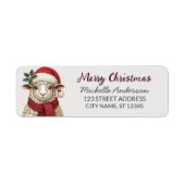 Merry Christmas Sheep Santa Return Address Label (Vorne)