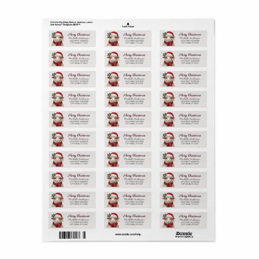 Merry Christmas Sheep Santa Return Address Label (Vorne)