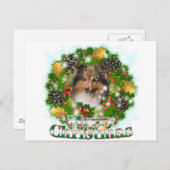 Merry Christmas Sheltie Feiertagspostkarte (Vorne/Hinten)