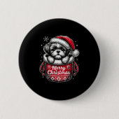 Merry Christmas Shih Tzu Graphic Tee Button (Vorderseite)