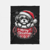 Merry Christmas Shih Tzu Graphic Tee Fleecedecke (Vorderseite)
