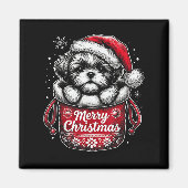Merry Christmas Shih Tzu Graphic Tee Magnet (Vorne)