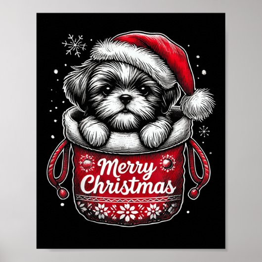 Merry Christmas Shih Tzu Graphic Tee  Poster (Vorne)