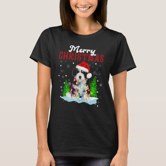 Merry Christmas Shih Tzu Tree Lights Shih Tzu Chri T-Shirt (Vorderseite)