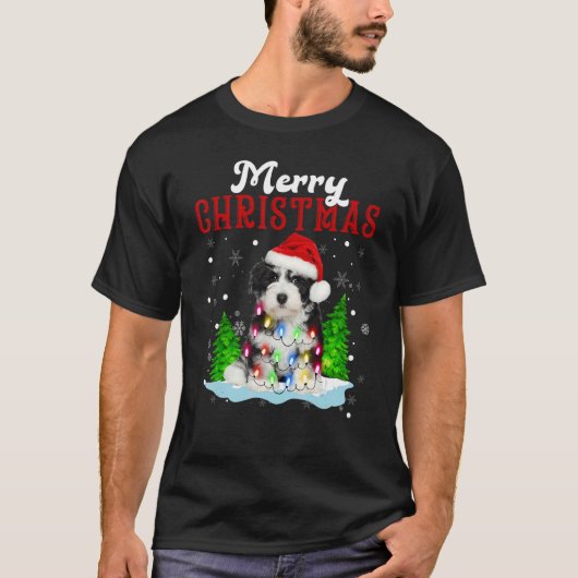 Merry Christmas Shih Tzu Tree Lights Shih Tzu Chri T-Shirt (Vorderseite)