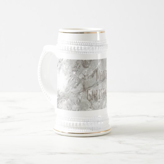 Merry Christmas Shiny Crystal White Stein Bierglas (Vorderseite Links)