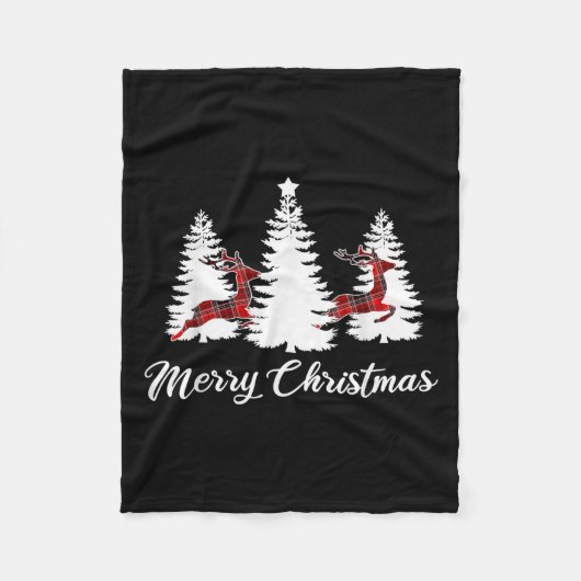 Merry Christmas Shirt For Women Buffalo Plaid Rein Fleecedecke (Vorderseite)