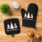 Merry Christmas Shirt for Women Buffalo Plaid Rein Ofenhandschuh & Topflappen-Set (Oben Unten)