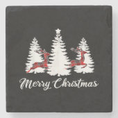 Merry Christmas Shirt for Women Buffalo Plaid Rein Steinuntersetzer (Vorderseite)