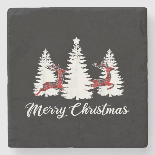 Merry Christmas Shirt for Women Buffalo Plaid Rein Steinuntersetzer (Vorderseite)