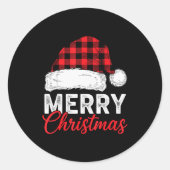 Merry Christmas Shirt Santa Hat Buffalo Plaid Men Runder Aufkleber (Vorderseite)