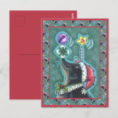 MERRY CHRISTMAS SIEGEL BALANCING GIFTS, CANDY CANE POSTKARTE (Vorne/Hinten)