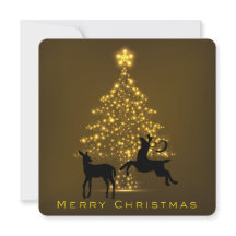 Merry Christmas Silhouette Deer and Tree