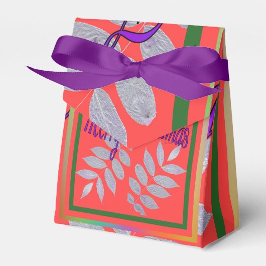 MERRY CHRISTMAS SILVER BLÄTTER GESCHENKSCHACHTEL (Vorderseite)