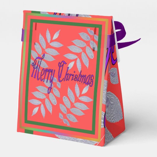 MERRY CHRISTMAS SILVER BLÄTTER GESCHENKSCHACHTEL (Rückseite)