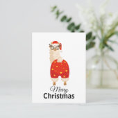 Merry Christmas Simple Cute Cartoon Santa Llama Postkarte (Stehend Vorderseite)