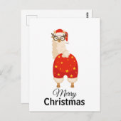 Merry Christmas Simple Cute Cartoon Santa Llama Postkarte (Vorne/Hinten)