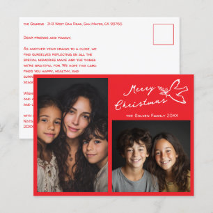 MERRY CHRISTMAS Simple Dove CUSTOM 2 FOTO Urlaub Postkarte
