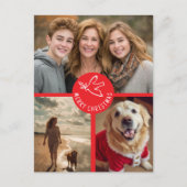 MERRY CHRISTMAS Simple Dove CUSTOM 3 FOTO Urlaub Postkarte (Vorderseite)