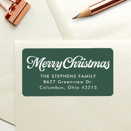 Merry Christmas simple green return address Adressaufkleber