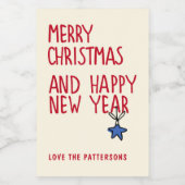 Merry Christmas Simple Modern Typography Lebensmitteletikett (Einzelnes Label)