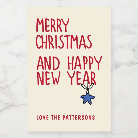 Merry Christmas Simple Modern Typography Lebensmitteletikett (Einzelnes Label)