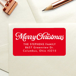 Merry Christmas simple red return address Adressaufkleber