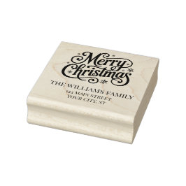 Merry Christmas simple script return address  Gummistempel