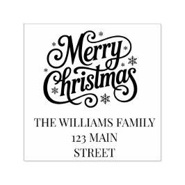 Merry Christmas simple script return address  Permastempel