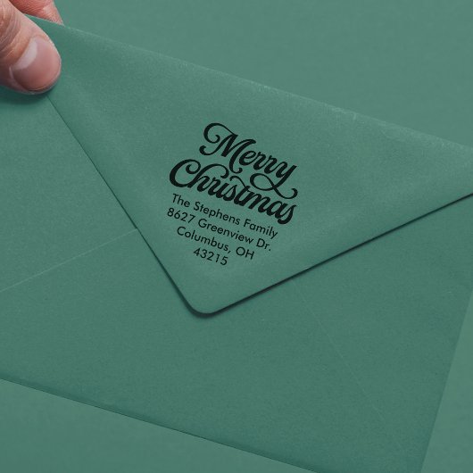Merry Christmas simple script return address Permastempel