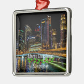 Merry Christmas Singapore Skyline, Ornament Aus Metall (Links)