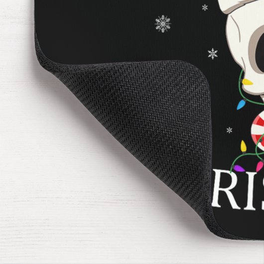 Merry Christmas Skeleton Skull Xmas Lights Men Wom Mousepad (Ecke)