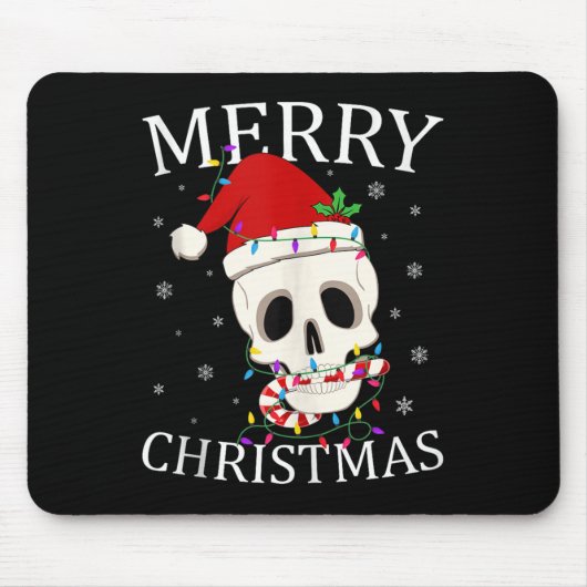 Merry Christmas Skeleton Skull Xmas Lights Men Wom Mousepad (Vorne)