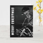 Merry Christmas. Skeleton with Santa hat Karte (Gelbe Blume)