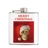 Merry Christmas. Skull wearing Santa hat Flachmann (Vorderseite)