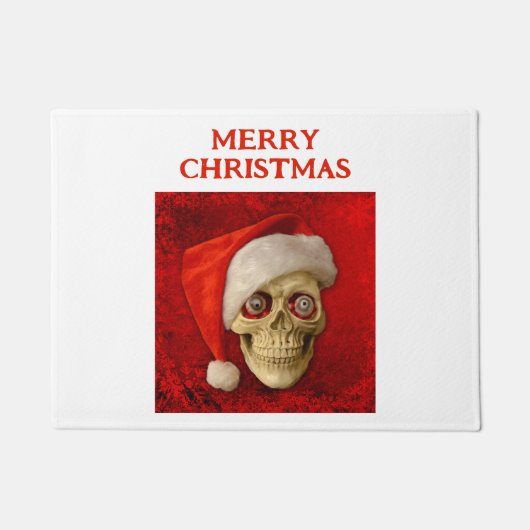 Merry Christmas. Skull wearing Santa hat Fußmatte (Vorderseite)