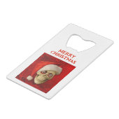 Merry Christmas. Skull wearing Santa hat Geldbeutel Flaschenöffner (Vorderseite Schrägansicht)