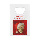 Merry Christmas. Skull wearing Santa hat Geldbeutel Flaschenöffner (Rückseite)