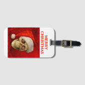 Merry Christmas. Skull wearing Santa hat Gepäckanhänger (Vorderseite (Horizontal))
