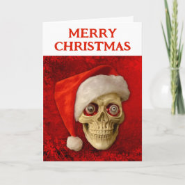Merry Christmas. Skull wearing Santa hat Karte