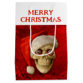 Merry Christmas. Skull wearing Santa hat Mittlere Geschenktüte (Rückseite)