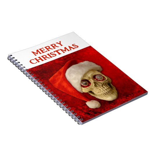 Merry Christmas. Skull wearing Santa hat Notizblock (Rechte Seite)