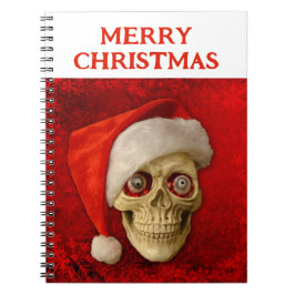 Merry Christmas. Skull wearing Santa hat Notizblock
